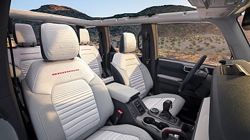 Interior appearance of the 2021 Ford Bronco available at Wyatt Johnson Ford