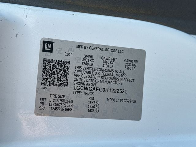 2019 Chevrolet Express 2500 Work Van Cargo