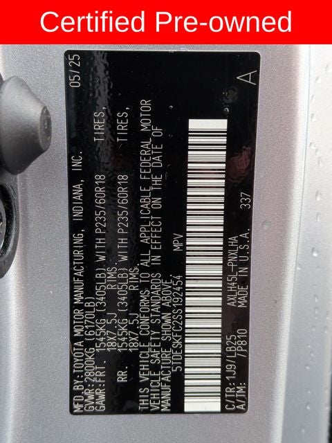 2025 Toyota Sienna Platinum 7 Passenger