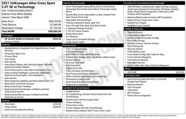 2021 Volkswagen Atlas Cross Sport 2.0T SE w/Technology
