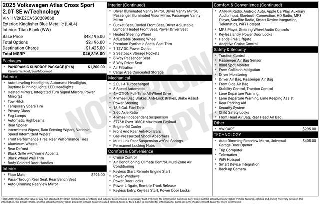 2025 Volkswagen Atlas Cross Sport 2.0T SE w/Technology