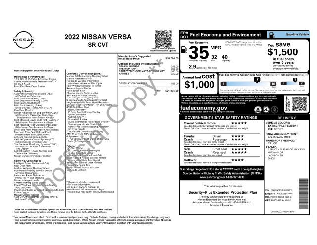 2022 Nissan Versa 1.6 SR
