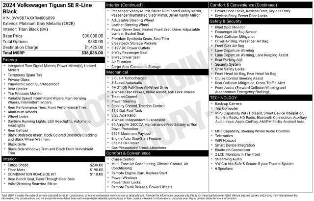 2024 Volkswagen Tiguan 2.0T SE R-Line Black