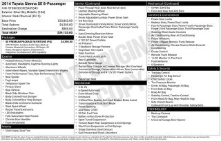 2014 Toyota Sienna SE 8 Passenger