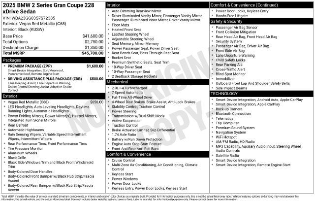 2025 BMW 2 Series 228 xDrive Gran Coupe
