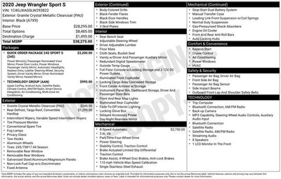 2020 Jeep Wrangler Sport S