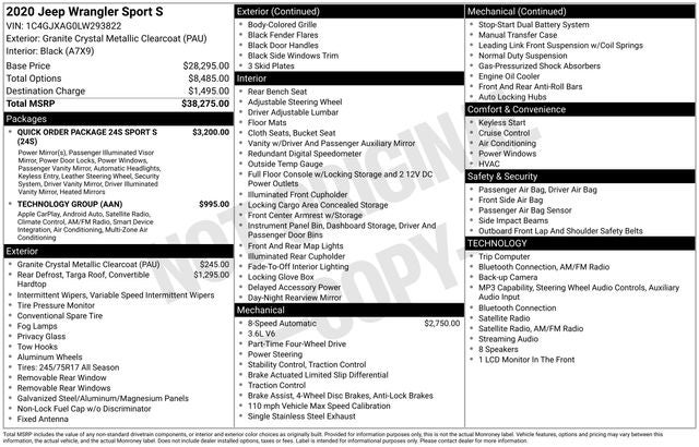 2020 Jeep Wrangler Sport S