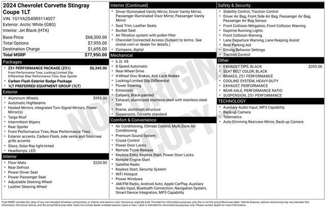 2024 Chevrolet Corvette Stingray 1LT
