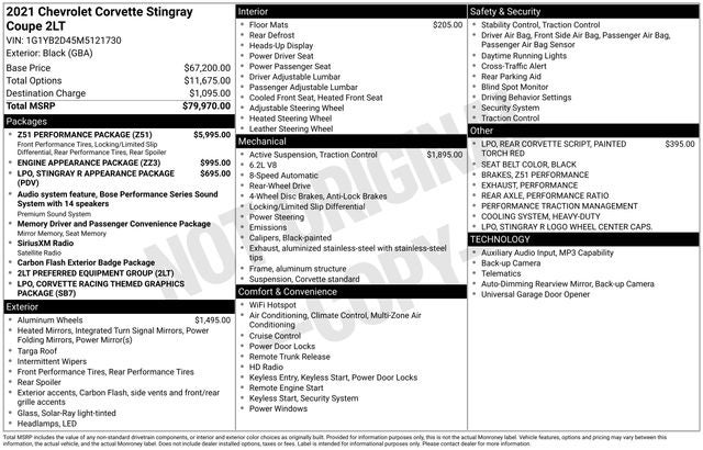 2021 Chevrolet Corvette Stingray 2LT