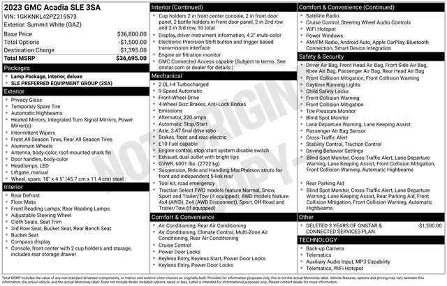2023 GMC Acadia SLE