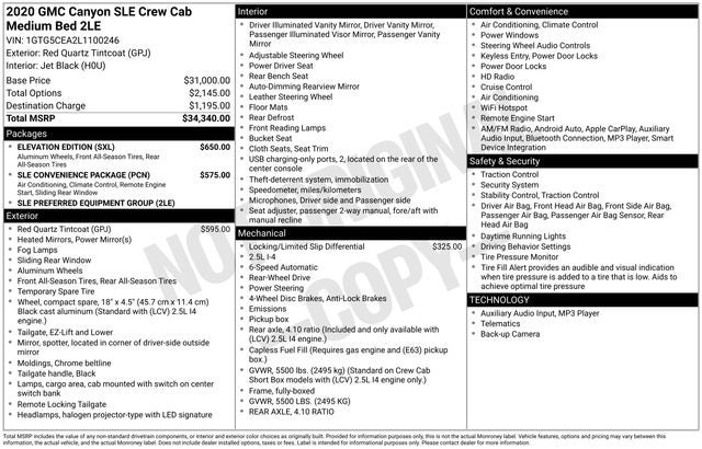 2020 GMC Canyon SLE1