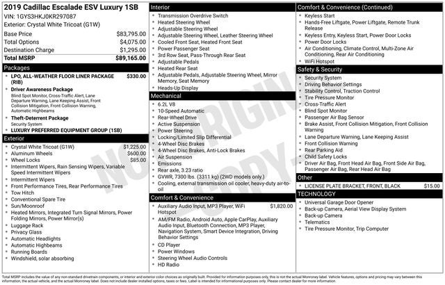 2019 Cadillac Escalade ESV Luxury