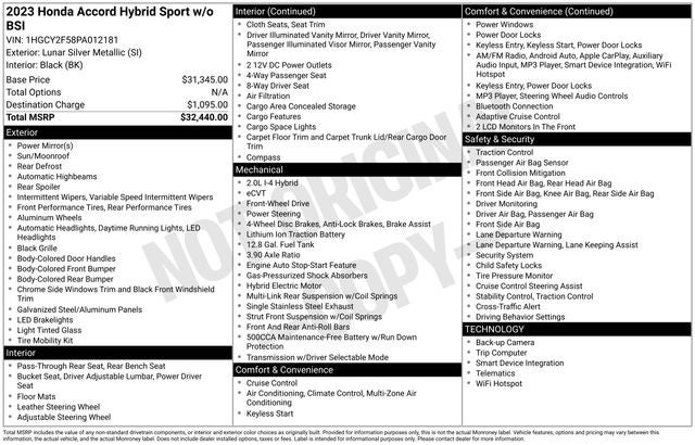 2023 Honda Accord Hybrid Sport