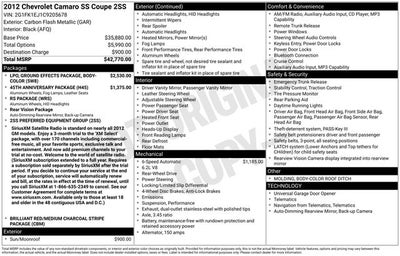 2012 Chevrolet Camaro SS 2SS