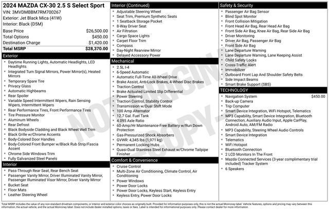2024 Mazda Mazda CX-30 2.5 S Select Sport