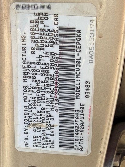 2002 Toyota Camry LE