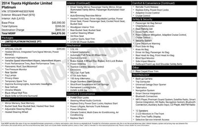 2014 Toyota Highlander Limited Platinum V6