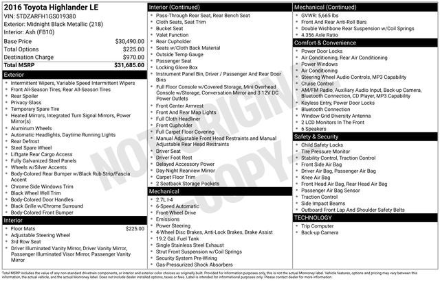 2016 Toyota Highlander LE