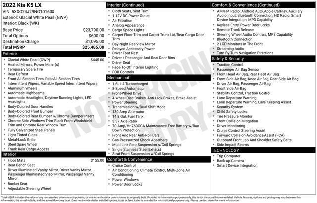 2022 Kia K5 LX