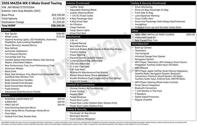 2026 Mazda Mazda MX-5 Miata Grand Touring