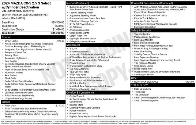 2024 Mazda Mazda CX-5 2.5 S Select Package