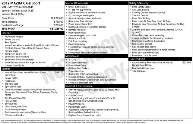 2012 Mazda Mazda CX-9 Sport