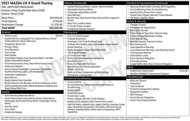 2021 Mazda Mazda CX-9 Grand Touring