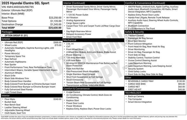 2025 Hyundai Elantra SEL Sport