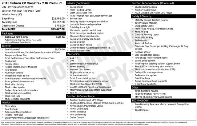 2013 Subaru XV Crosstrek 2.0i Premium