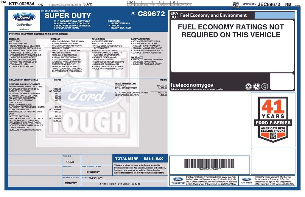 2018 Ford F-350SD Platinum DRW