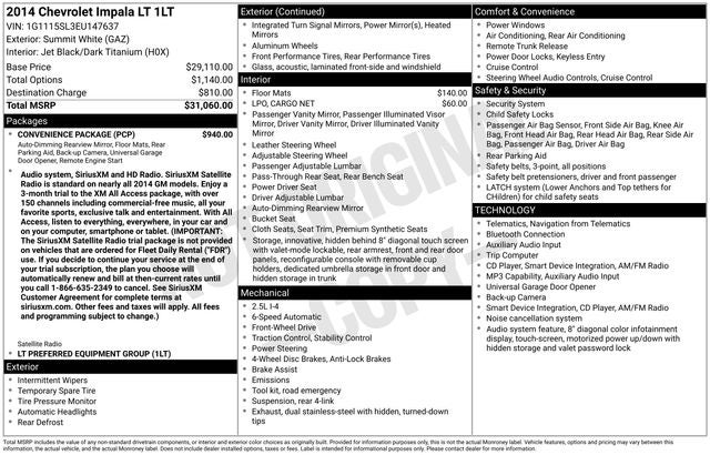 2014 Chevrolet Impala LT 1LT