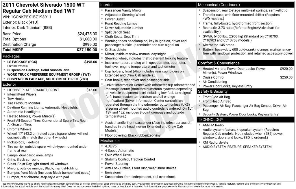 2011 Chevrolet Silverado 1500 Work Truck