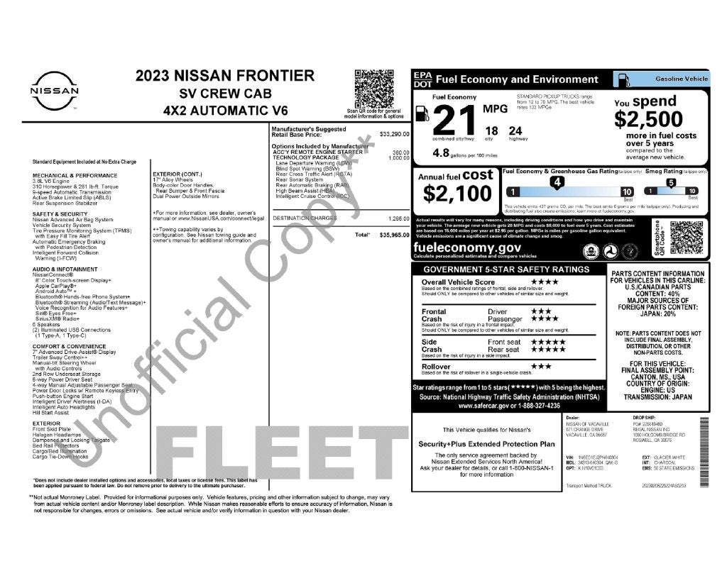 2023 Nissan Frontier SV