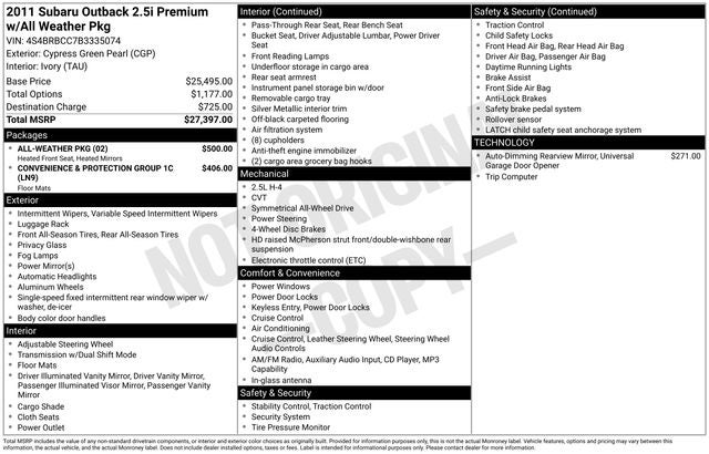 2011 Subaru Outback 2.5i Premium