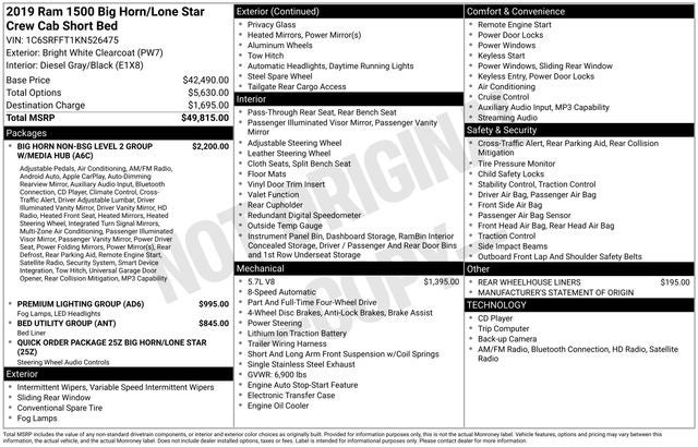 2019 RAM 1500 Big Horn/Lone Star