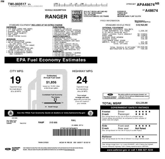 2010 Ford Ranger XL