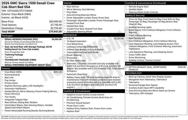 2026 GMC Sierra 1500 Denali Reserve