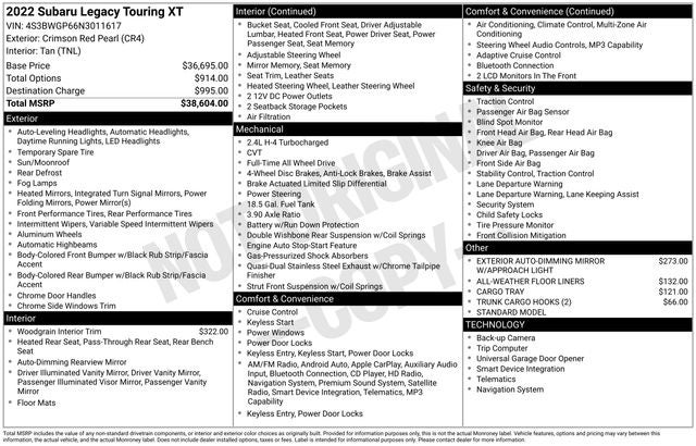 2022 Subaru Legacy Touring XT
