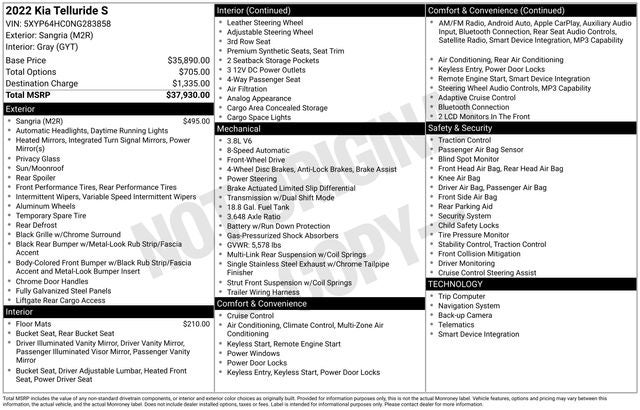 2022 Kia Telluride S